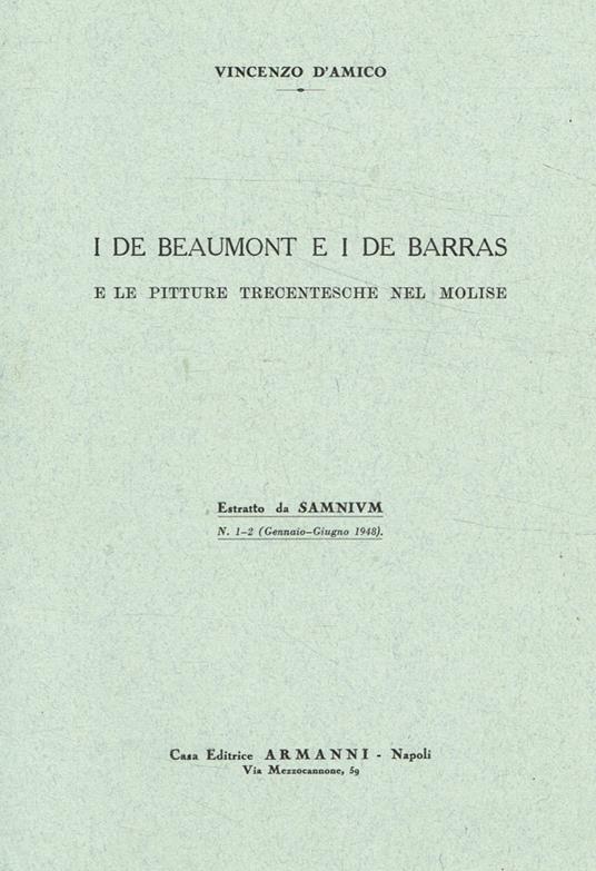 I De Beaumont e i De Barras e le pitture trecentesche nel Molise - Vincenzo D'Amico - copertina
