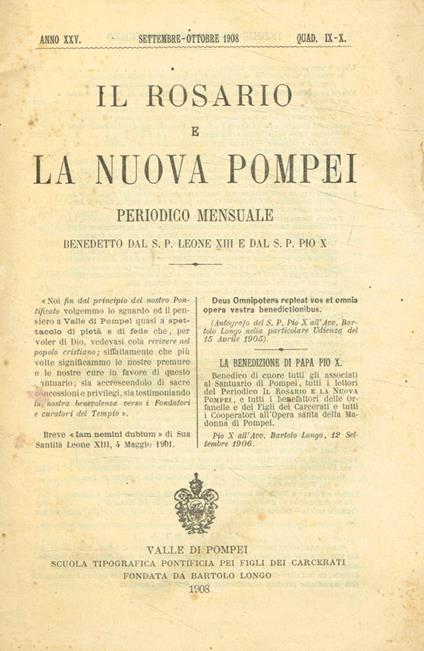 Il rosario e la nuova Pompei. Periodico mensuele. N.IX-X, Settembre-Ottobre 1908 - copertina