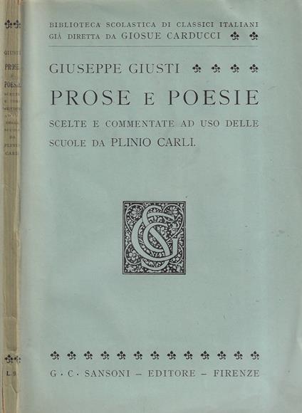 Prose e poesie - Giusti Giuseppe - copertina