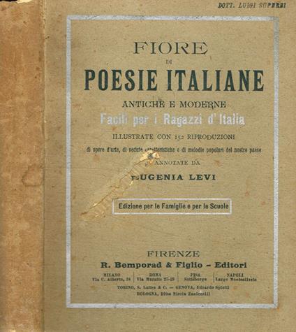 Fiore di poesie Italiane antiche e moderne facili per i ragazzi d'Italia - Eugenia Levi - copertina