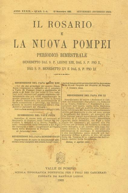 Il rosario e la nuova Pompei. Periodico bimestrale, n.5-6, settembre-dicembre 1922 - copertina