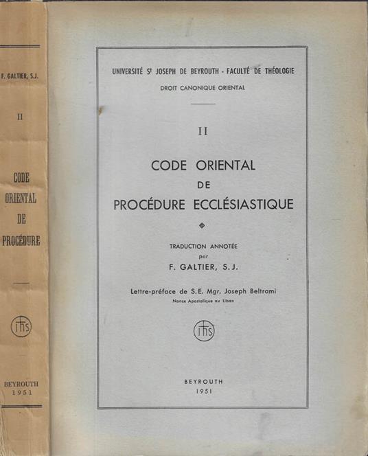 Code oriental de procédure ecclésiastique - copertina