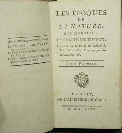 Les epoques de la nature - Georges-Louis Buffon de Leclerc - copertina