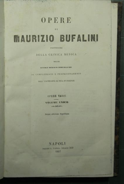 Opere di Maurizio Bufalini - Maurizio Bufalini - copertina