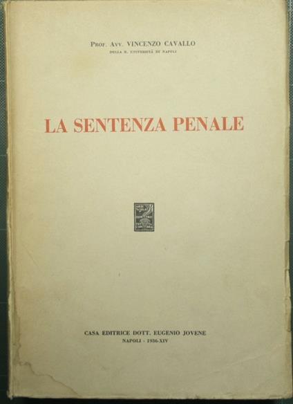 La sentenza penale - Vincenzo Cavallo - copertina