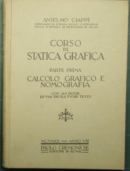 Corso di statica grafica - Anselmo Ciappi - copertina