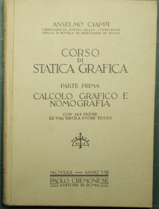 Corso di statica grafica - Anselmo Ciappi - copertina