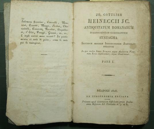 Jo. Gottlieb Heineccii Antiquitatum romanarum iurisprudentiam illustrantium syntagma - Pars I - Johann Gottlieb Heinecke - copertina