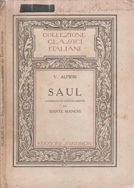 Saul - Vittorio Alfieri - copertina