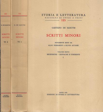 Scritti minori Vol. VI parte I, II - Gaetano De Sanctis - copertina