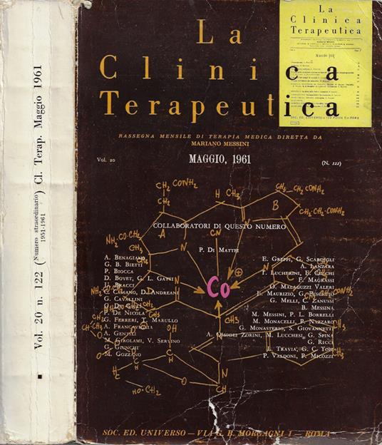La Clinica Terapeutica. Rassegna mensile di terapia medica. Vol. 20 - N. 122 (Numero straordinario 1951-1961) - Maggio 1961 - copertina