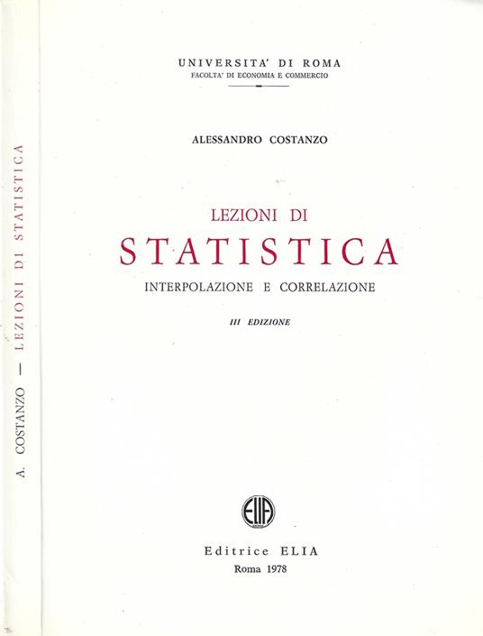 Lezioni di Statistica - Alessandro Costanzo - copertina