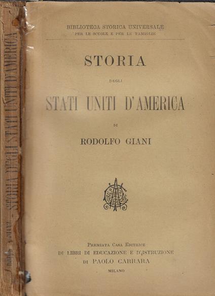 Storia degli Stati Uniti D'America - Rodolfo Giani - copertina