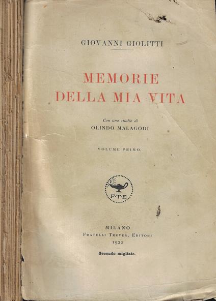 Memorie della mia vita Vol. I - Giovanni Giolitti - copertina