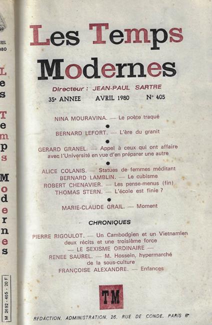 Les Temps modernes n. 404 Anno 1980 - copertina