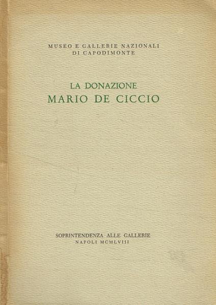 La donazione Mario De Ciccio - copertina