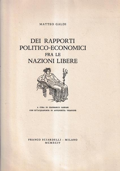 Dei rapporti politico-economici fra le nazioni libere - Matteo Galdi - copertina