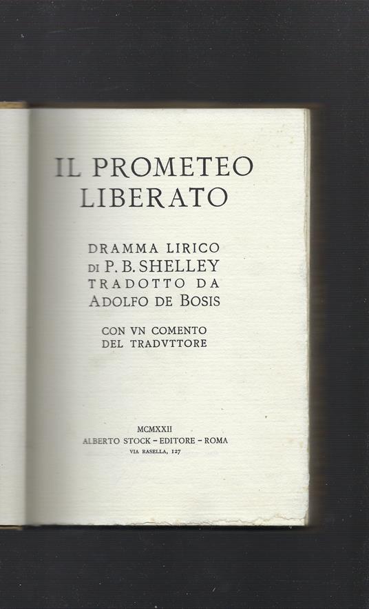 Il Prometeo Liberato - Percy Bysshe Shelley - copertina