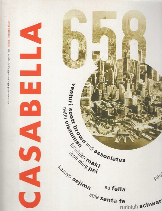 Casabella. numero 658. luglio-agosto 1998. italian /english version - copertina