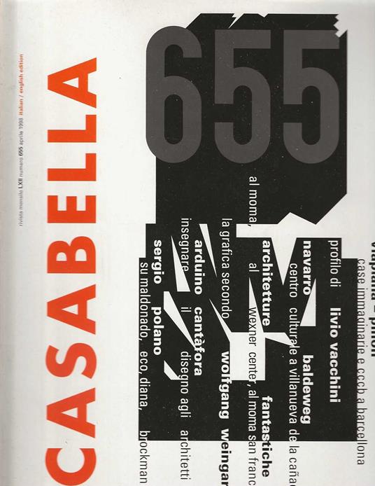 Casabella. numero 655.aprile 1998 italian / english edition - copertina