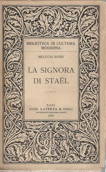 La signora di stael - Meuccio Ruini - copertina