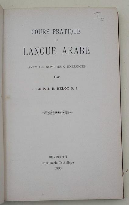 Cours Pratique De Langue Arabe - copertina