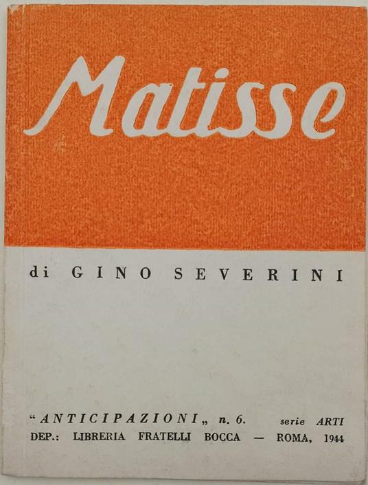 Matisse - Gino Severini - copertina