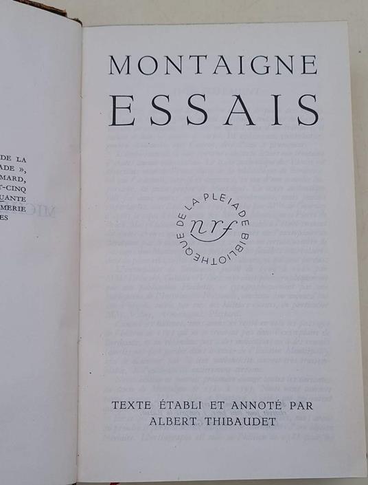 Montaigne - Essais - Michel de Montaigne - copertina