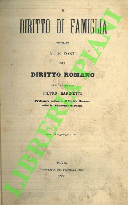 Il diritto di famiglia studiato alle fonti del diritto romano - Pietro Martinetti - copertina