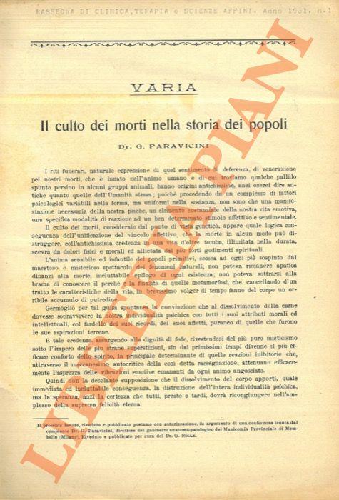 Il culto dei morti nella storia dei popoli - A. Parravicini - copertina