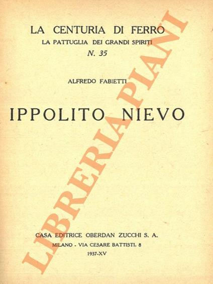 Ippolito Nievo - Alfredo Sabetti - copertina