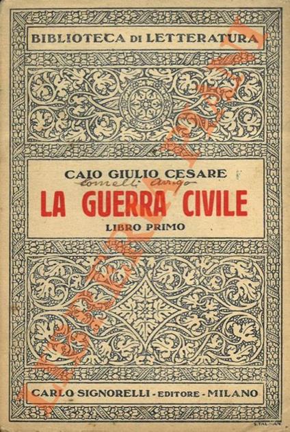 La guerra civile. Libro primo - copertina