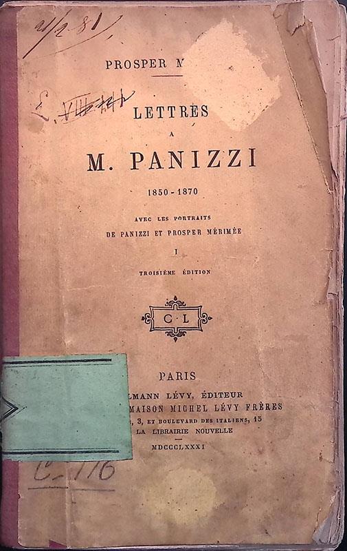 Lettres a M. Panizzi 1850-1870 - Prosper Mérimée - copertina