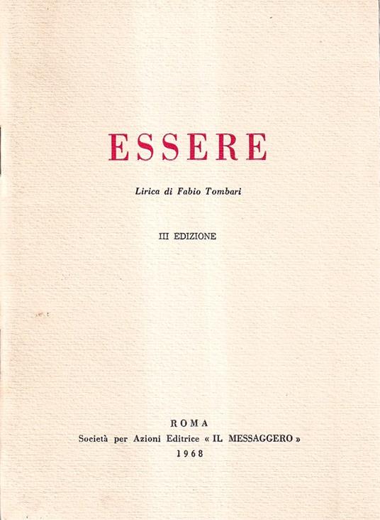 Essere. Lirica - Fabio Tombari - copertina