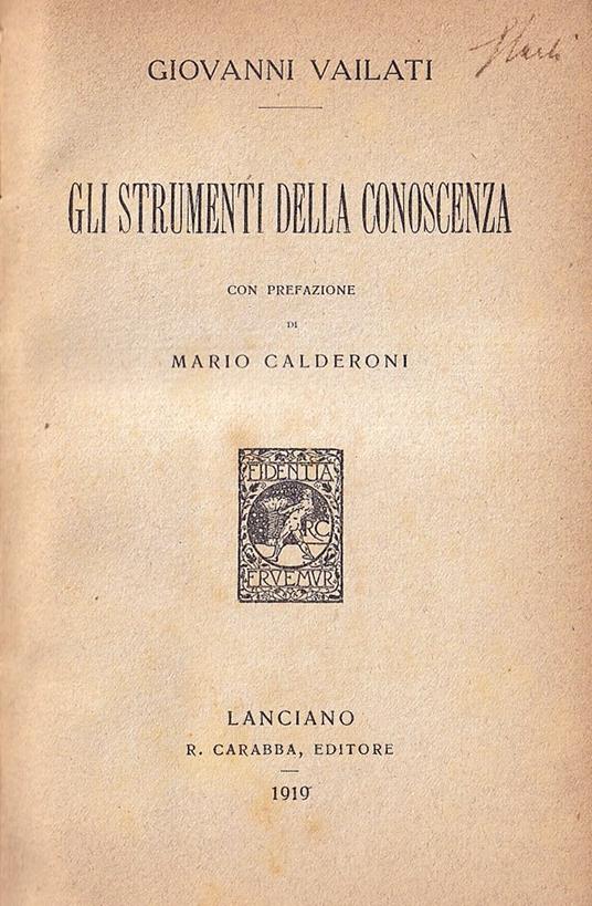 Gli strumenti della conoscenza - Giovanni Vailati - copertina