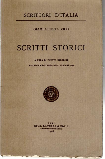 Scritti Storici - Giambattista Vico - copertina