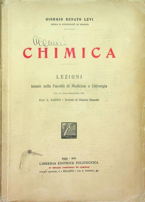 Chimica: lezioni tenute nella Facoltà di medicina e chirurgia - copertina