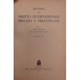 Rivista di diritto internazionale privato e processuale. Diretta da Mario Giuliano. Anno XIV - 1978 - copertina