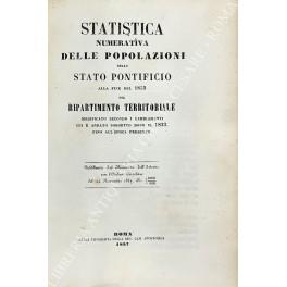 Statistica numerativa delle popolazioni dello Stato Pontificio alla fine del 1853 col ripartimento territoriale modificato secondo i cambiamenti cui  andato soggetto dopo il 1833 fino all'epoca presente - copertina