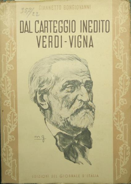 Dal carteggio inedito Verdi-Vigna - Giannetto Bongiovanni - copertina
