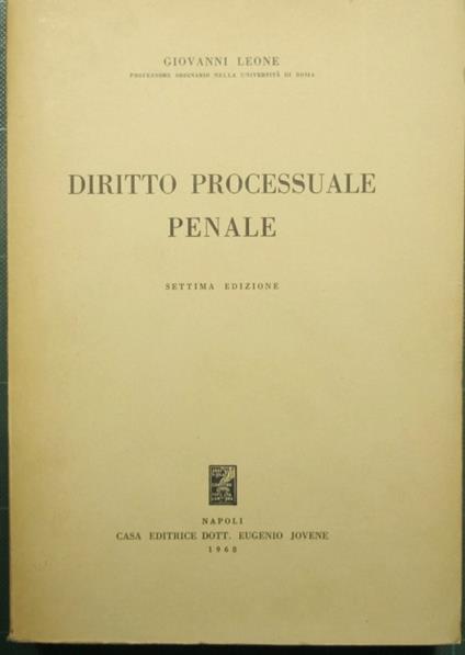 Diritto processuale penale - Giovanni Leone - copertina