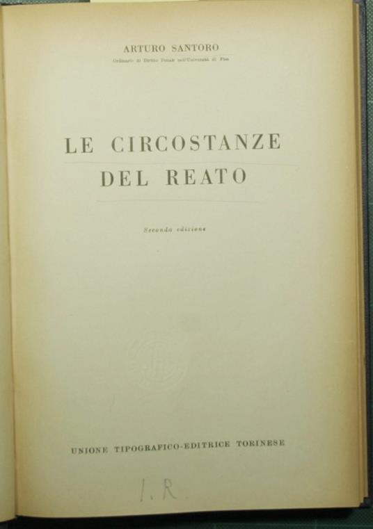 Le circostanze del reato - Arturo Santoro - copertina