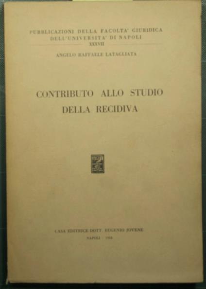 Contributo allo studio della recidiva - copertina