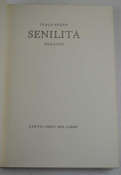 Senilità - Italo Svevo - copertina