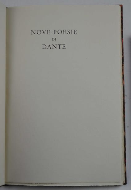 Nove poesie di Dante - Dante Alighieri - copertina