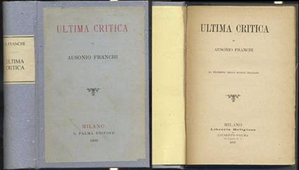 Ultima Critica Filosofia Scuole Italiane - Ausonio Franchi - copertina