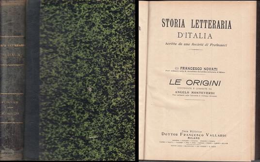 Storia Letteraria D'italia Le Origini - Francesco Novati - copertina