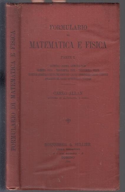 Formulario Di Matematica A Fisica Parte I - copertina