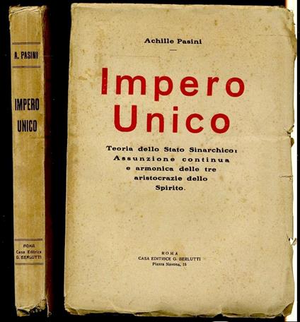 Impero Unico Teoria Dello Stato Anarchico- Achille Pasini- Berlutti - copertina