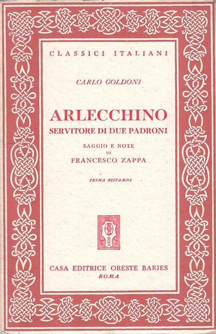 Arlecchino Servitore Di Due Padroni - Carlo Goldoni - copertina